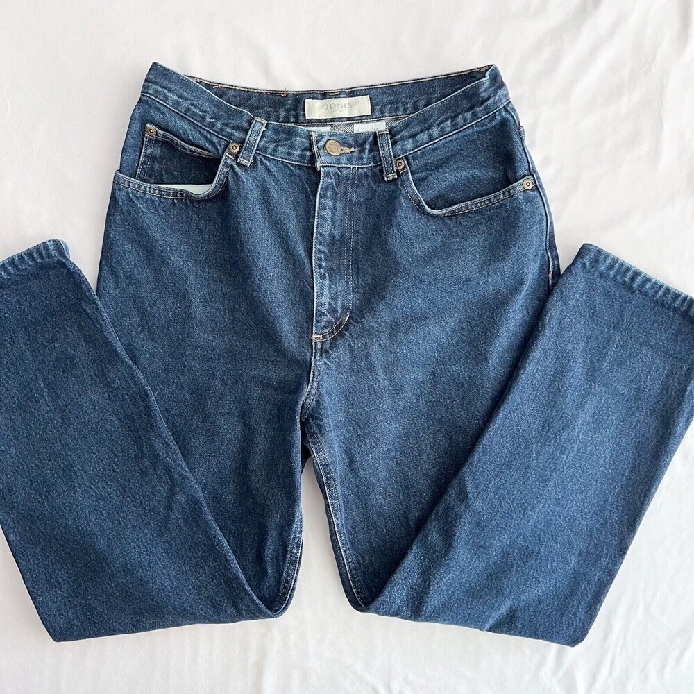 Vintage 90s Jones Sport High Rise Straight Leg Mom Jeans Cotton Dark Wash 8